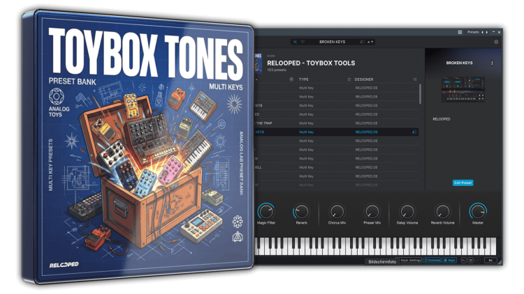 TOYBOX TONES Analog Lab Preset Bank – 6 packs, 100+ handcrafted presets for Arturia Analog Lab V